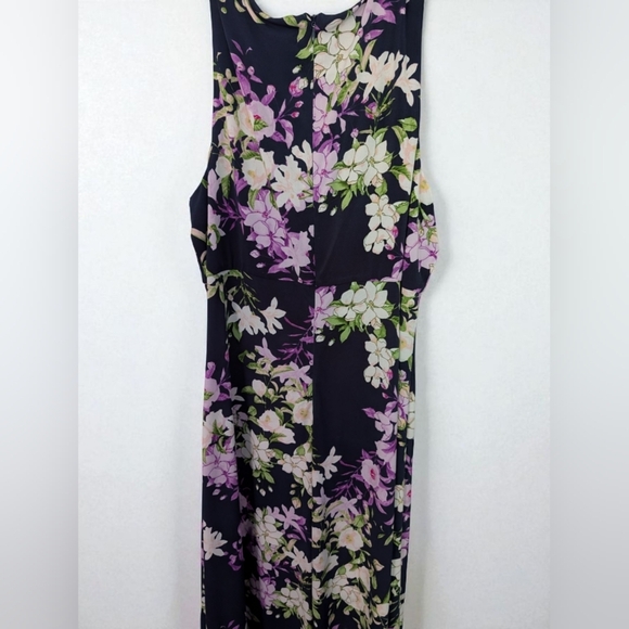 London Times Empire Waist Fit & Flare Midi Dress Size 14 Navy Floral (EUC) - Picture 12 of 14